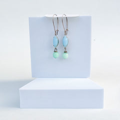 Spring greens bead earrings