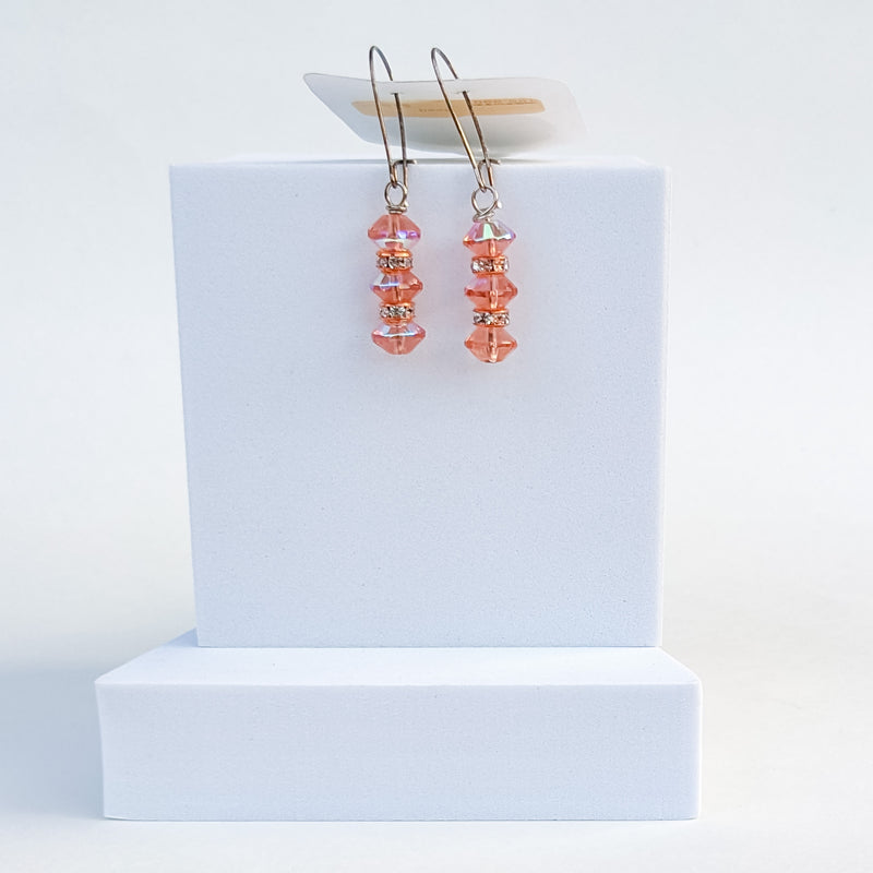 Pink glass bead earrings