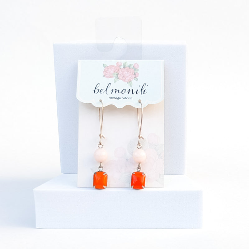 Tangerine and rose bead earrings