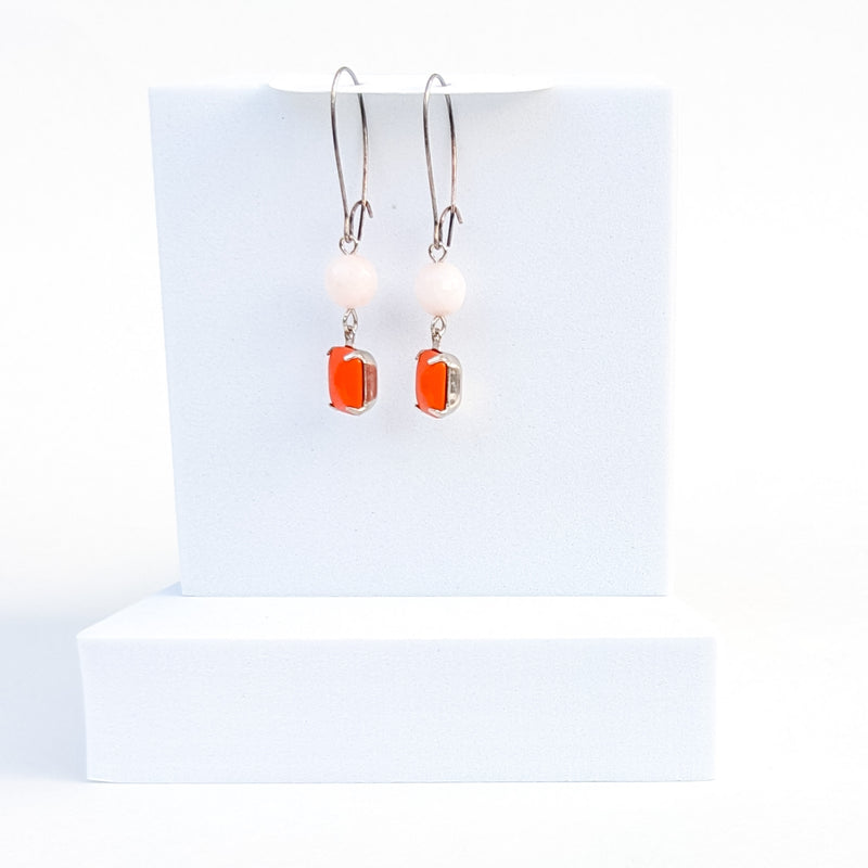 Tangerine and rose bead earrings