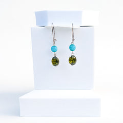 Teal and olive earrings