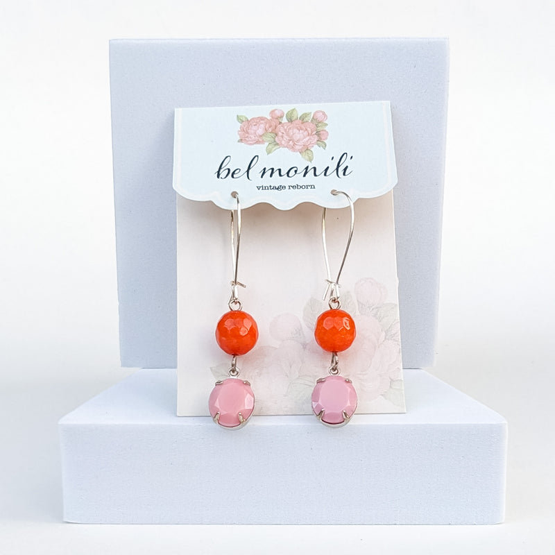 Orange rose earrings
