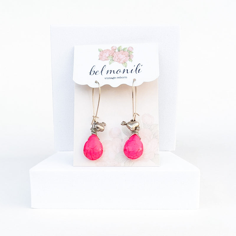 Pink sweetheart earrings