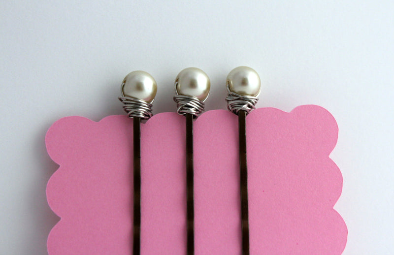 Champagne Pearl Bobby Pins - bel monili, Pittsburgh PA, country living fair, vintage market days