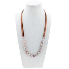 gemstone and leather layering necklace