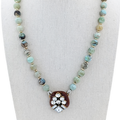 gemstone and vintage rhinestone beaded necklace